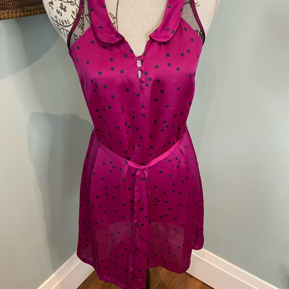 Peter Pan Collar Dress with Polka Dots and Mesh, S - Picture 5 of 12